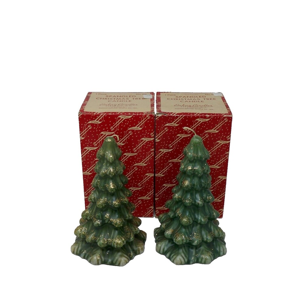 Emkay Spangled Christmas Tree Candles With Boxes
